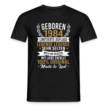 geboren 1984 - Männer T-Shirt - Schwarz - Vorne - AI Model Male 178 light (178cm)