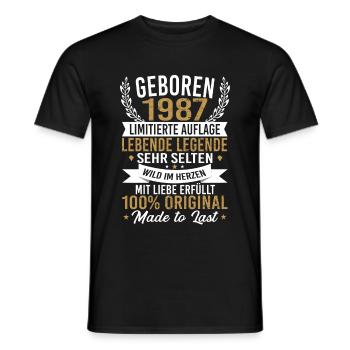 geboren 1987 - Männer T-Shirt - Schwarz - Vorne - AI Model Male 178 light (178cm)