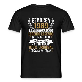 geboren 1989 - Männer T-Shirt - Schwarz - Vorne - AI Model Male 178 light (178cm)