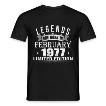 Legends are born in February 1977 - Men's T-Shirt - black - Front - AI Model Male 178 light (178cm)