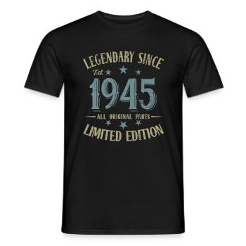 Légendaire depuis né en 1945 Anniversaire - T-shirt homme - noir - Devant - AI Model Male 178 light (178cm)