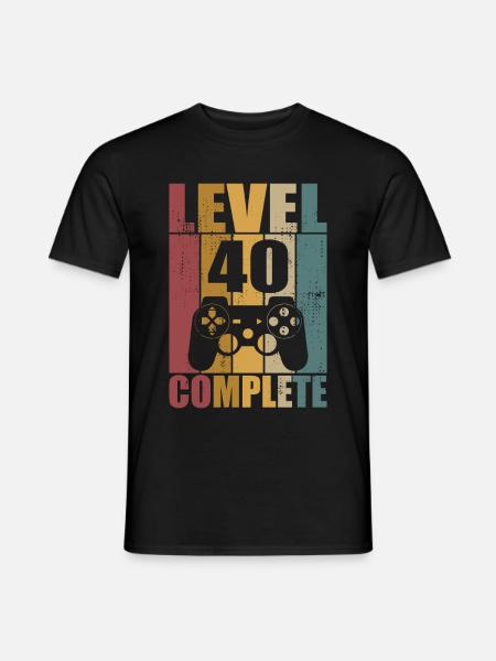 40. Geburtstag Level 40 Complete Gamer 40 Jahre - Männer T-Shirt - Schwarz