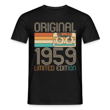 Born 1959 Born January Original Birthday - Men's T-Shirt - black - Front - AI Model Male 178 light (178cm)