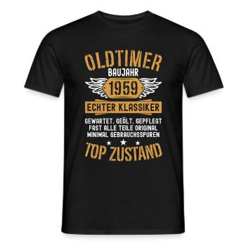 Oldtimer Baujahr 1959 Geboren Jahrgang Geburtstag - Männer T-Shirt - Schwarz - Vorne - AI Model Male 178 light (178cm)