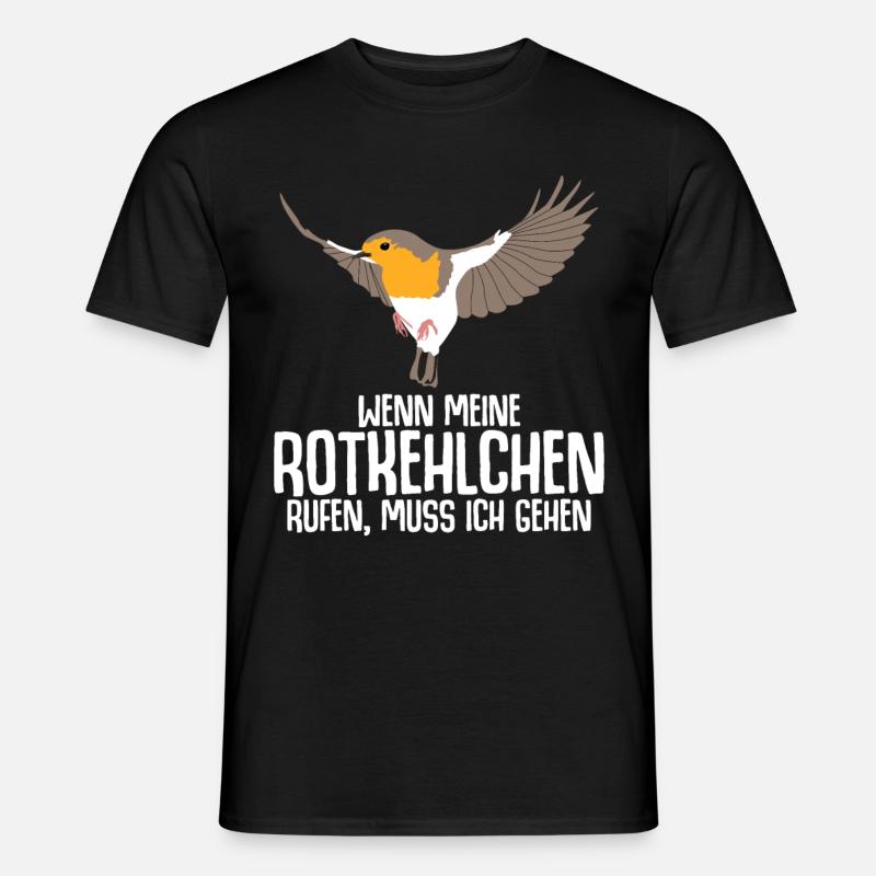 Rotkehlchen Vogel - Männer T-Shirt - Schwarz
