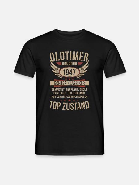 Oldtimer Baujahr 1947 Geboren Jahrgang Geburtstag - Männer T-Shirt - Schwarz