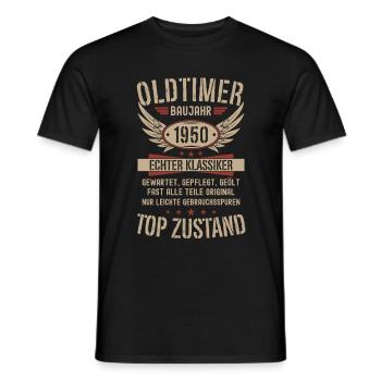 Oldtimer Baujahr 1950 Geboren Jahrgang Geburtstag - Männer T-Shirt - Schwarz - Vorne - AI Model Male 178 light (178cm)