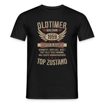 Oldtimer Baujahr 1959 Geboren Jahrgang Geburtstag - Männer T-Shirt - Schwarz - Vorne - AI Model Male 178 light (178cm)