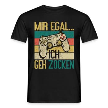 Mir egal ich geh zocken Gamer - Männer T-Shirt - Schwarz - Vorne - AI Model Male 178 light (178cm)