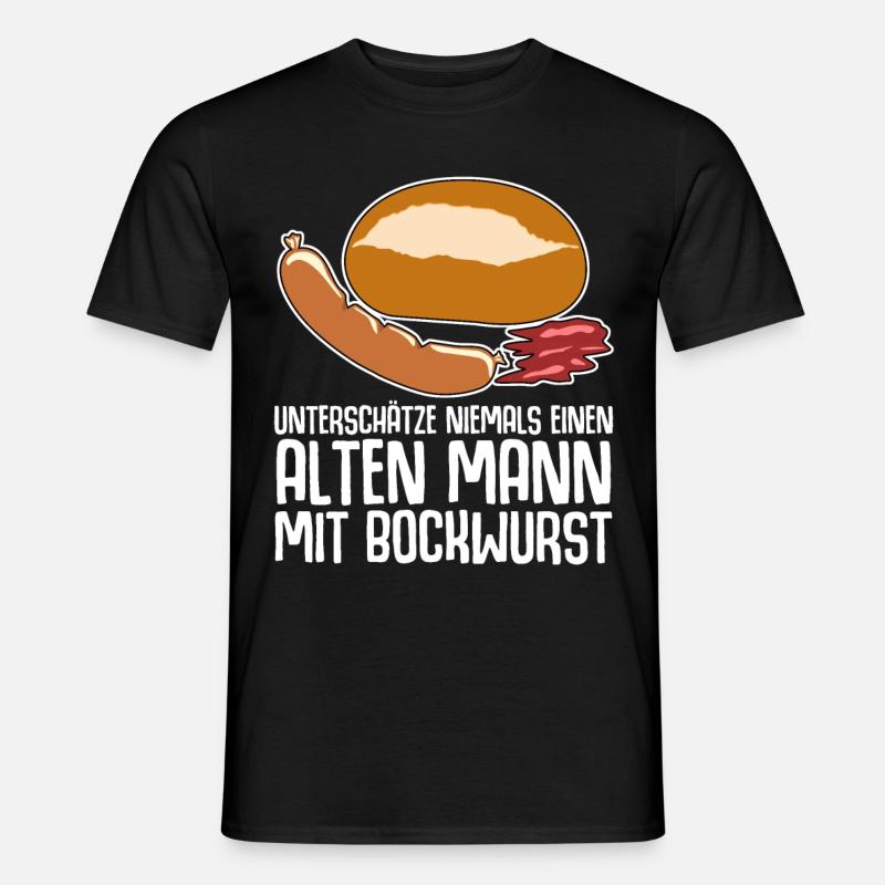 Bockwurst Wurst Alter Mann Bratwurst - Männer T-Shirt - Schwarz