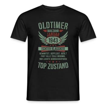 Oldtimer Januar 1943 Geboren Jahrgang Geburtstag - Männer T-Shirt - Schwarz - Vorne - AI Model Male 178 light (178cm)