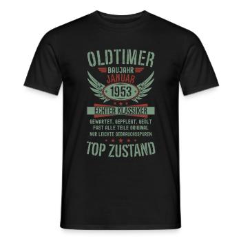 Oldtimer Januar 1953 Geboren Jahrgang Geburtstag - Männer T-Shirt - Schwarz - Vorne - AI Model Male 178 light (178cm)