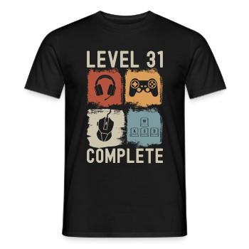 31st Birthday Level 31 Complete Gamer 31 years - Men's T-Shirt - black - Front - AI Model Male 178 light (178cm)