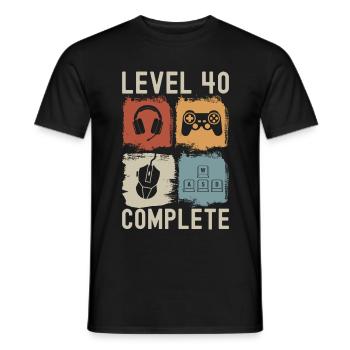 40th Birthday Level 40 Complete Gamer 40 years - Men's T-Shirt - black - Front - AI Model Male 178 light (178cm)