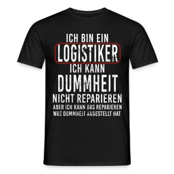 Ich bin ein Logistiker - Dummheit reparieren - Männer T-Shirt - Schwarz - Vorne - AI Model Male 178 light (178cm)