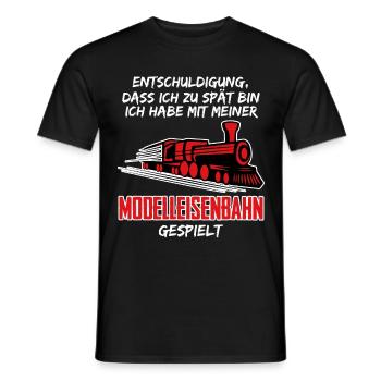 Modellbahner Eisenbahn Modelleisenbahn - Männer T-Shirt - Schwarz - Vorne - AI Model Male 178 light (178cm)