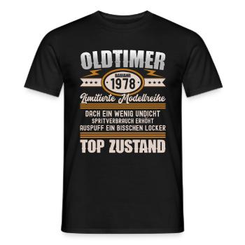 Oldtimer Baujahr 1978 Geboren Jahrgang Geburtstag - Männer T-Shirt - Schwarz - Vorne - AI Model Male 178 light (178cm)