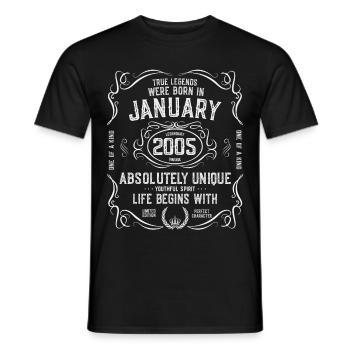 17 years January January 2005 - Men's T-Shirt - black - Front - AI Model Male 178 light (178cm)