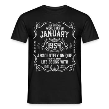 1954 January 68 years - Men's T-Shirt - black - Front - AI Model Male 178 light (178cm)