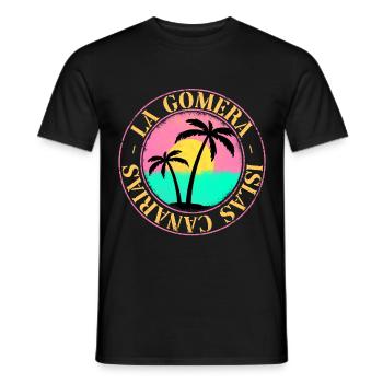 La Gomera Summer Sun Beach Sea Palm Trees - Men's T-Shirt - black - Front - AI Model Male 178 light (178cm)