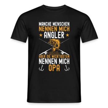 Angel Opa Fischer Angler Sportfischen Angelschein - Männer T-Shirt - Schwarz - Vorne - AI Model Male 178 light (178cm)