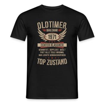 Oldtimer Baujahr 1971 Geboren Jahrgang Geburtstag - Männer T-Shirt - Schwarz - Vorne - AI Model Male 178 light (178cm)