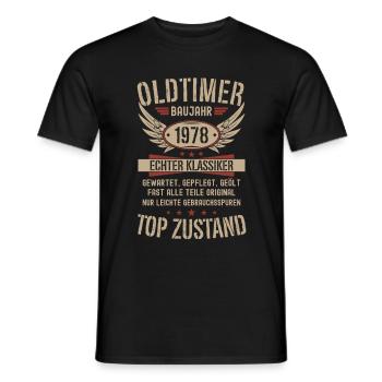 Oldtimer Baujahr 1978 Geboren Jahrgang Geburtstag - Männer T-Shirt - Schwarz - Vorne - AI Model Male 178 light (178cm)