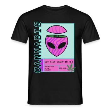 Cannabis Alien - Men's T-Shirt - black - Front - AI Model Male 178 light (178cm)