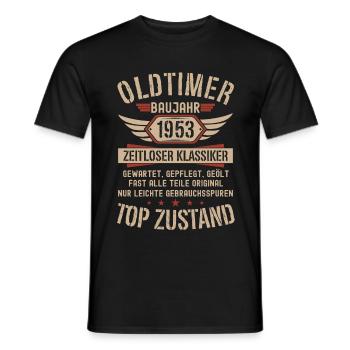 Oldtimer Baujahr 1953 Geboren Jahrgang Geburtstag - Männer T-Shirt - Schwarz - Vorne - AI Model Male 178 light (178cm)