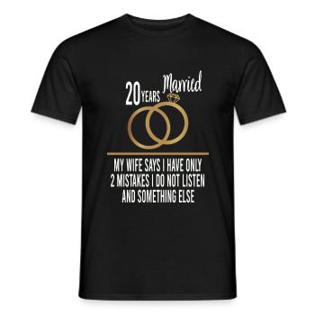 20ème année mariée seulement 2 erreurs 20ème anniversaire de mariage - T-shirt homme - noir - Devant - AI Model Male 178 light (178cm)