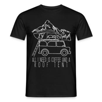 Dachzelt Kaffee und Camping 4x4 Offroad - Männer T-Shirt - Schwarz - Vorne - AI Model Male 178 light (178cm)