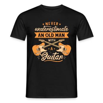 Never Underestimate An Old Man With A Guitar - Männer T-Shirt - Schwarz - Vorne - AI Model Male 178 light (178cm)