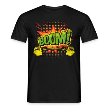 Pop Art Fitness Retro Comic Aesthetic Weightliftin - Men's T-Shirt - black - Front - AI Model Male 178 light (178cm)