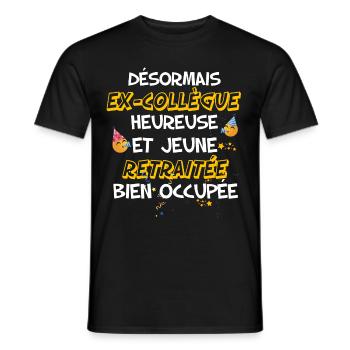 Ex Collègue Heureuse Cadeau Départ Retraite Femme - T-shirt homme - noir - Devant - AI Model Male 178 light (178cm)