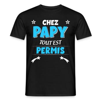 Chez Papy Tout Est Permis - T-shirt homme - noir - Devant - AI Model Male 178 light (178cm)