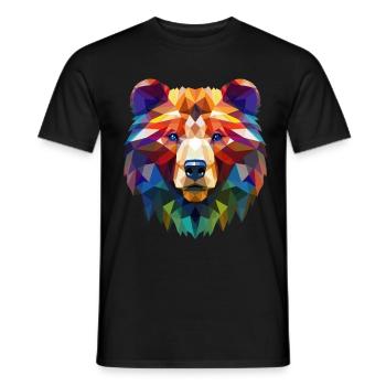 A bear with colorful geometric patterns - Men's T-Shirt - black - Front - AI Model Male 178 light (178cm)
