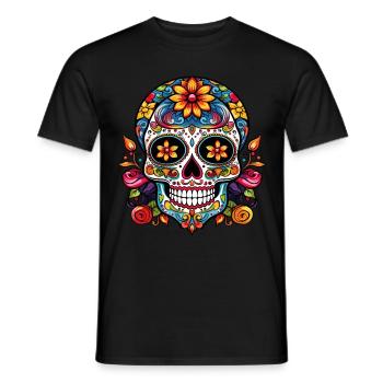 Mexikanischer Zuckerschädel - Männer T-Shirt - Schwarz - Vorne - AI Model Male 178 light (178cm)