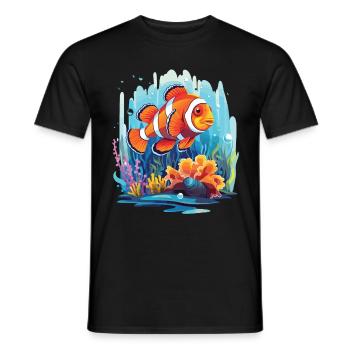 Clownfish in a coral reef - Men's T-Shirt - black - Front - AI Model Male 178 light (178cm)