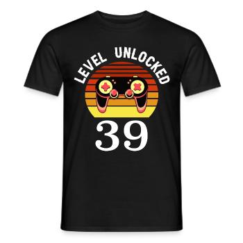 Level 39 unlocked 39 Birthday 39 years old - Men's T-Shirt - black - Front - AI Model Male 178 light (178cm)