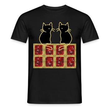 80s 90s Retro Vintage Cats Cat Cat - Men's T-Shirt - black - Front - AI Model Male 178 light (178cm)