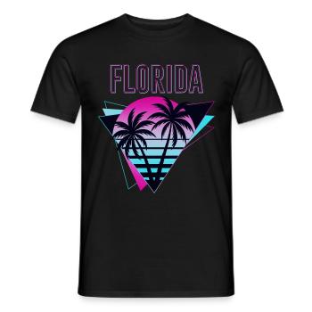 Florida USA Miami Amerika Sommer Palmen Neon Bunt - Männer T-Shirt - Schwarz - Vorne - AI Model Male 178 light (178cm)