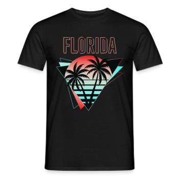 Florida USA Miami Amerika Sommer Palmen Neon Bunt - Männer T-Shirt - Schwarz - Vorne - AI Model Male 178 light (178cm)