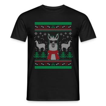 Ugly Christmas Sweater / Llama - Männer T-Shirt - Schwarz - Vorne - AI Model Male 178 light (178cm)