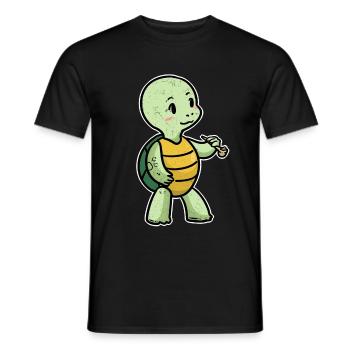 Petite tortue à pipe animaux fantaisie - T-shirt homme - noir - Devant - AI Model Male 178 light (178cm)
