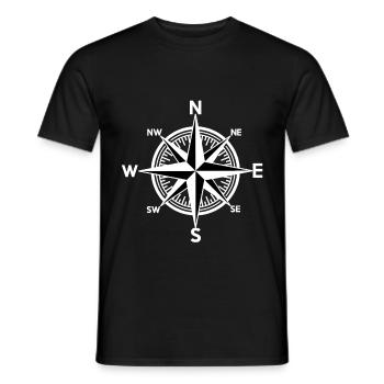 White Wind Rose Compass Nautical Direction - Men's T-Shirt - black - Front - AI Model Male 178 light (178cm)