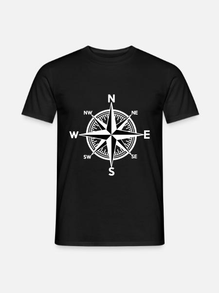 Biała róża wiatrów Kompas Kierunek morski - T-shirt męski - czarny
