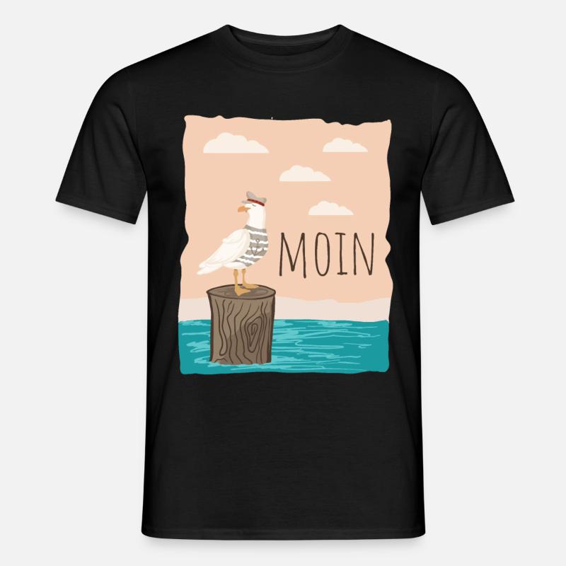 Moin Cooler Spruch Möwe See Küste Hafen Geschenk - Männer T-Shirt - Schwarz