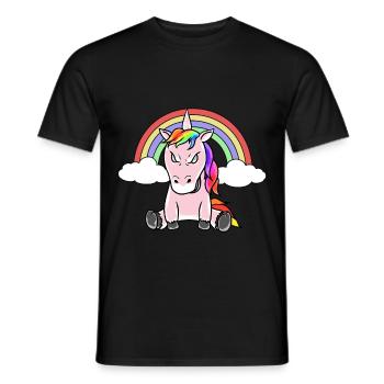 Einhorn Einhörner Fantasy Grimmig Böse Fabelwesen - Männer T-Shirt - Schwarz - Vorne - AI Model Male 178 light (178cm)