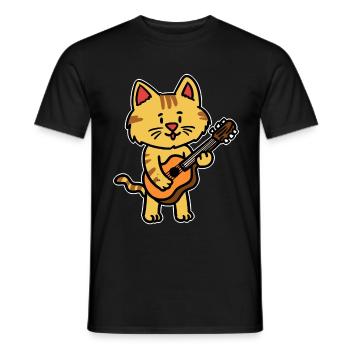 Gitarre Musik Musiker Katze Kätzchen Katzenmusik - Männer T-Shirt - Schwarz - Vorne - AI Model Male 178 light (178cm)