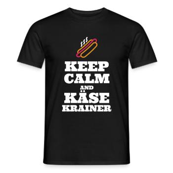 Käsekrainer Keep Calm Geschenk Würstelstand Wien - Männer T-Shirt - Schwarz - Vorne - AI Model Male 178 light (178cm)
